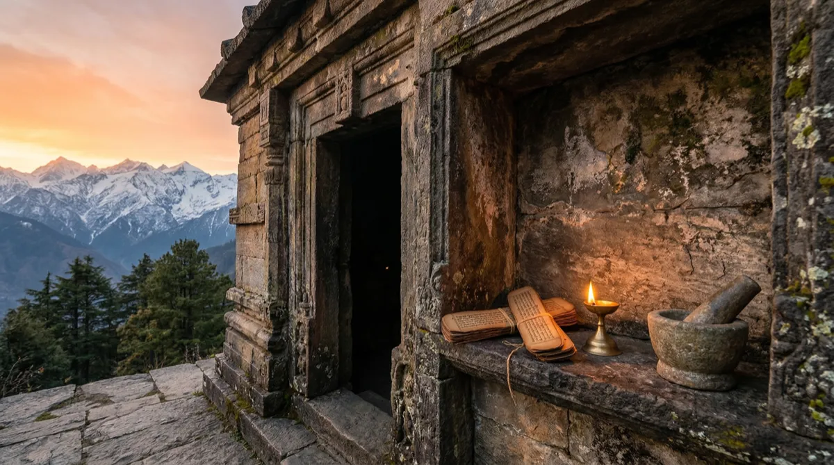 Ancient sages in deep meditation — Himalayan setting