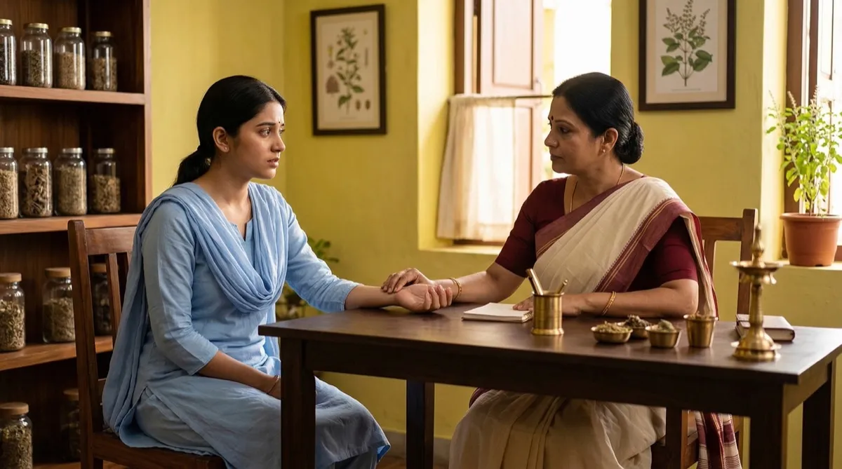 Woman consulting with female Ayurvedic practitioner
