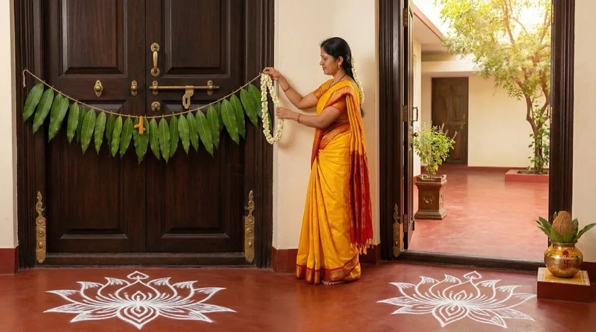 Spring Telugu household morning on Ugadi
