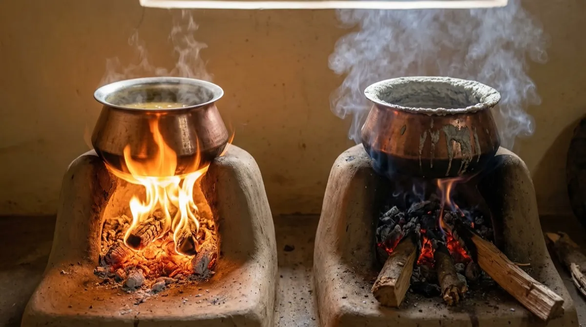 Bright digestive flame vs dim flame with Ama